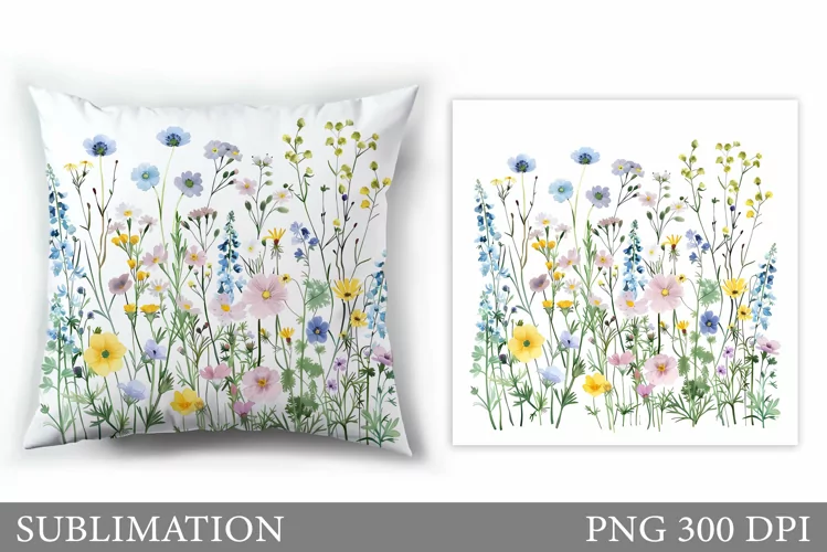 Floral Sublimation. Wildflowers Pillow Sublimation