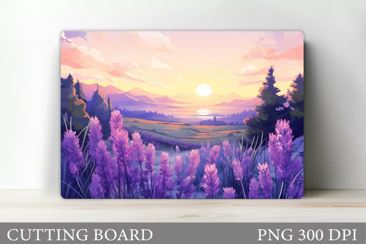 Lavender Cutting Board Design. Flowers Cutting Board