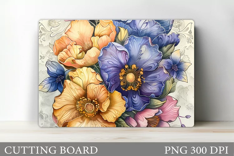 Flowers Cutting Board Design. Flowers Sublimation
