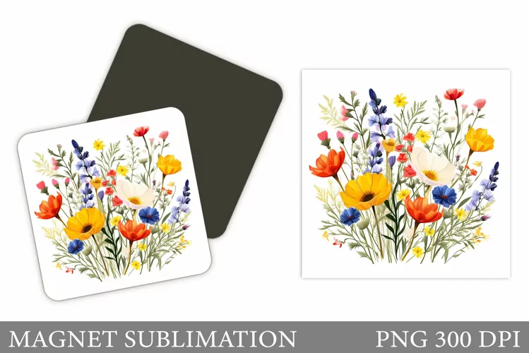 Flowers Magnet. Wildflowers Magnet Sublimation