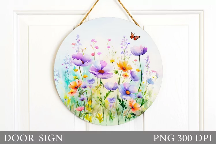 Wildflowers Door Sign. Flowers Door Sign Design