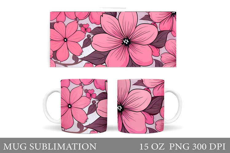 Flowers Mug Wrap Design. Flowers Mug Sublimation