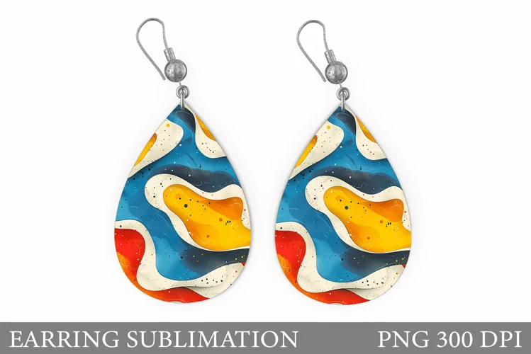 Abstract Earring Sublimation. Teardrop Abstract Earring