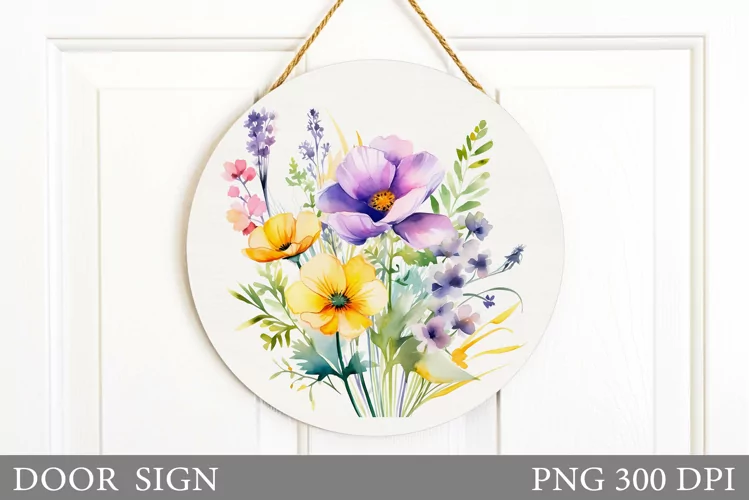 Wildflowers Door Sign. Flowers Door Sign Design