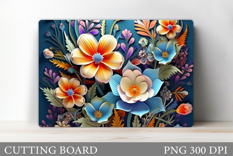 Flowers Cutting Board Design. 3D Flowers Sublimation example image 1