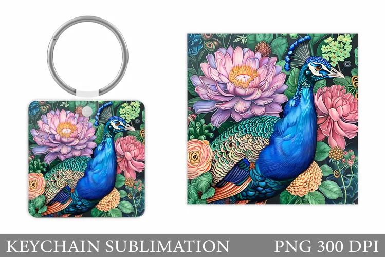 Peacock Keychain Sublimation. Peacock Sublimation