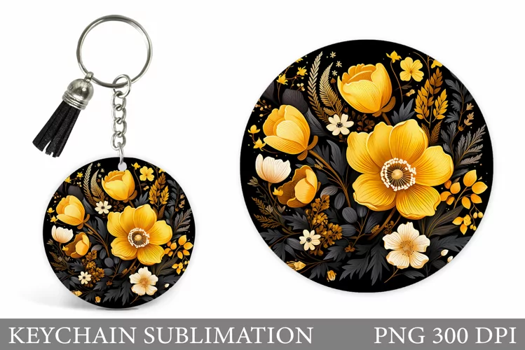 Flowers Keychain Sublimation. Flowers Keychain Design