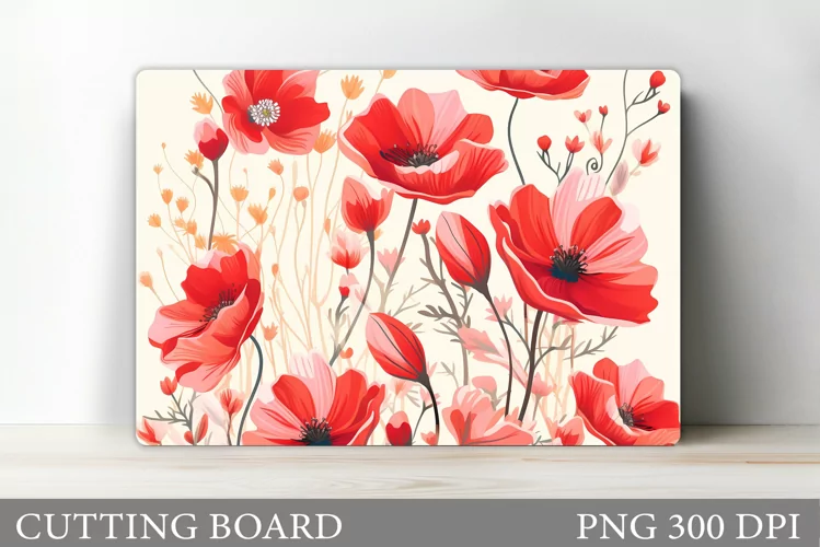 Wildflowers Cutting Board. Flowers Cutting Board Sublimation