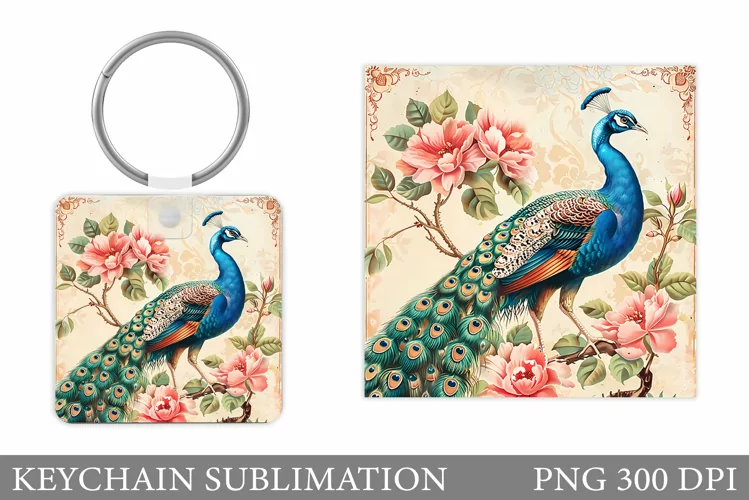 Peacock Keychain Sublimation. Peacock Keychain Design