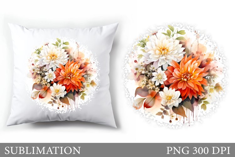 Flowers Pillow Sublimation. Floral Pillow Sublimation example image 1