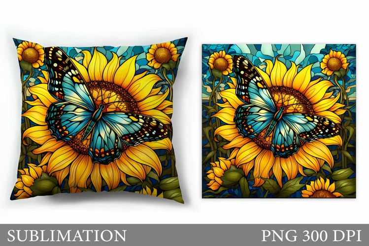Butterfly Pillow Sublimation. Butterfly Flowers Sublimation