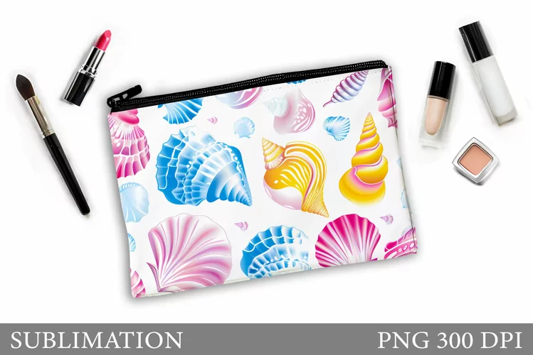 Seashell Makeup Bag Design. Seashell Sublimation