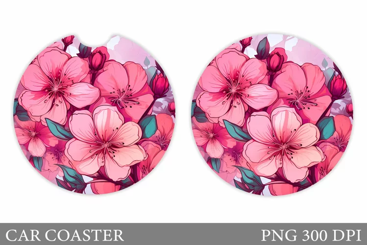 Flowers Car Coaster Design. Summer Car Coaster Template