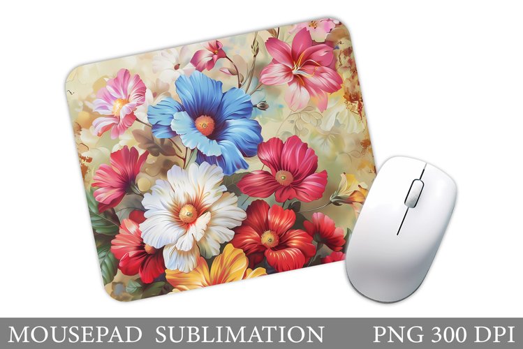 Flowers Mouse Pad Sublimation. Floral Mouse Pad Design