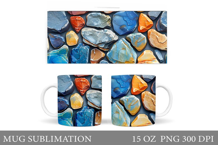 Stones Mug Design. 3D Stones Mug Sublimation