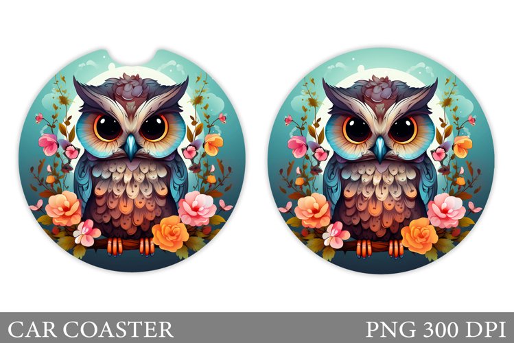 Owl Car Coaster Sublimation. Owl Car Coaster Design
