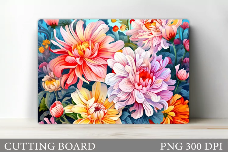 Flowers Cutting Board. Kitchen Cutting Board Sublimation