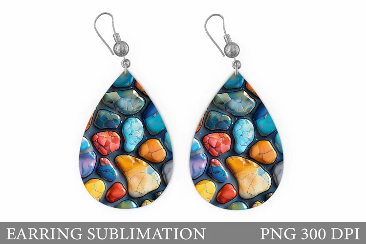 3D Stones Earring Sublimation. 3D Stones Sublimation