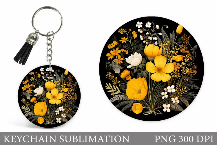 Flowers Keychain Sublimation. Flowers Keychain Design