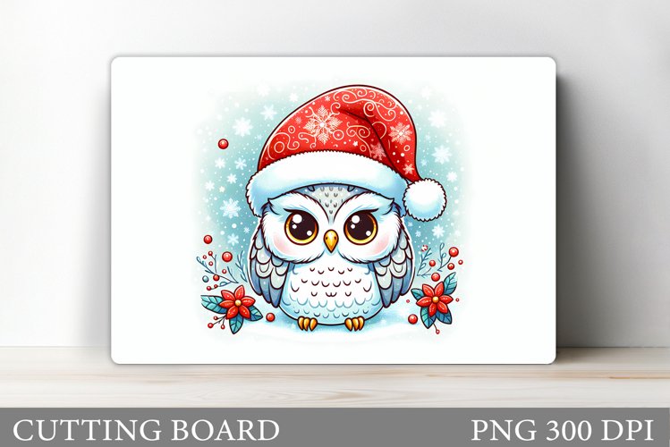 Christmas Owl Cutting Board. Christmas Cutting Board example image 1