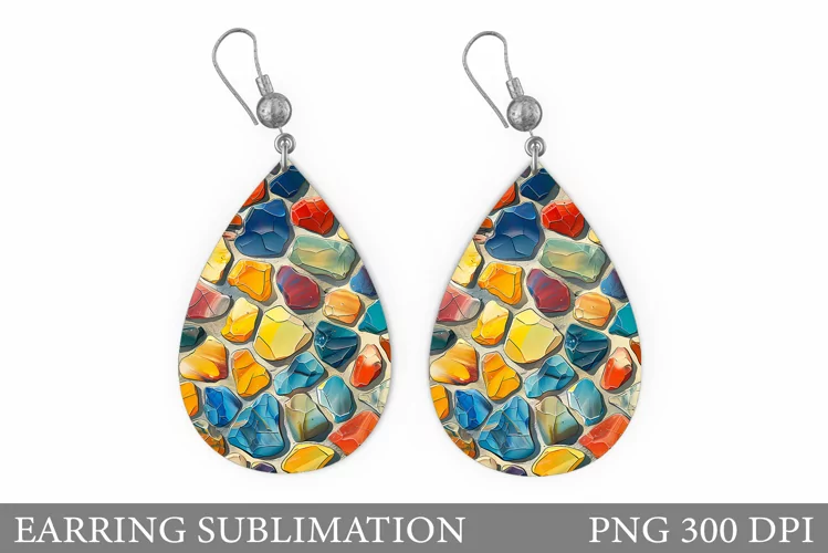 Stones Earring Design. 3D Stones Teardrop Earring Design