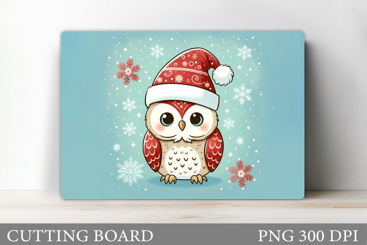 Christmas Owl Cutting Board. Christmas Cutting Board example image 1