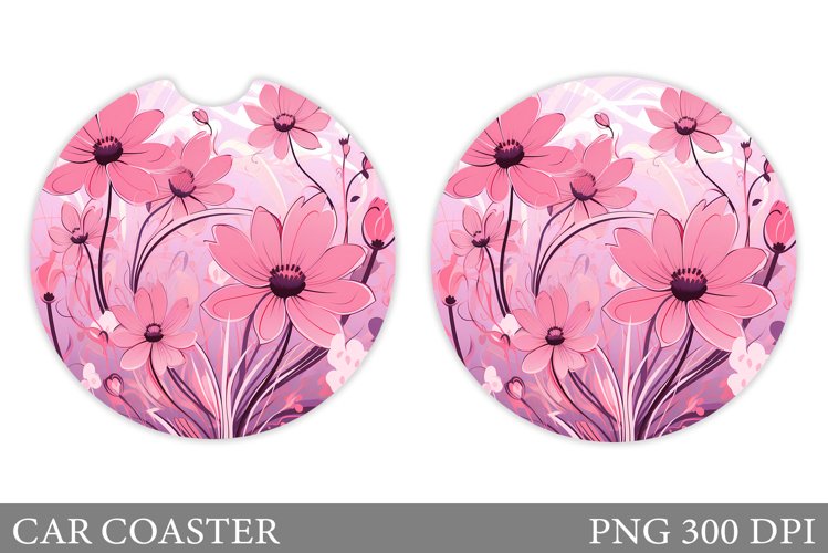 Flowers Car Coaster Design. Summer Car Coaster Template