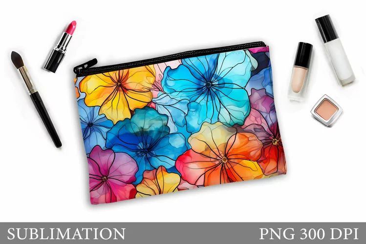 Flowers Makeup Bag Design. Flowers Makeup Pouch Sublimation