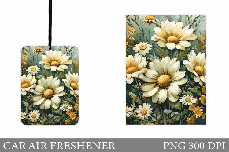 Daisy Flowers Car Air Freshener. Flowers Sublimation