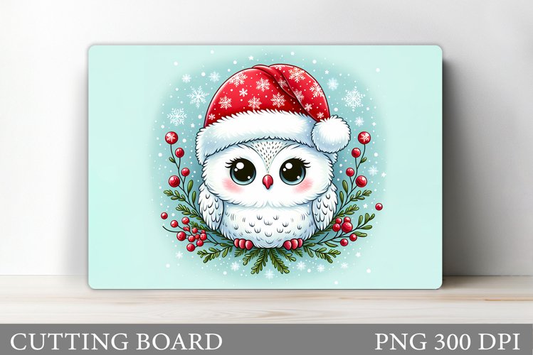 Christmas Owl Cutting Board. Christmas Cutting Board example image 1