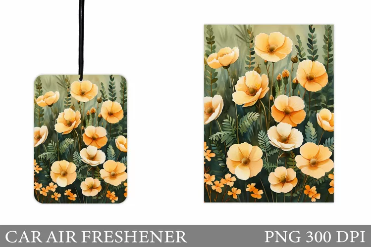 Flowers Car Air Freshener. Car Air Freshener Sublimation
