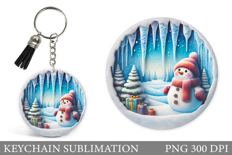 Cute Snowman Keychain Sublimation. Snowman Christmas Design