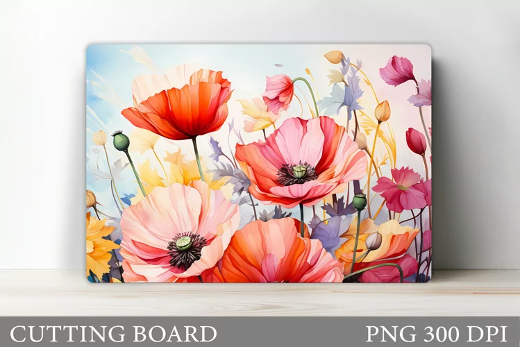 Wildflowers Cutting Board. Flowers Cutting Board Sublimation