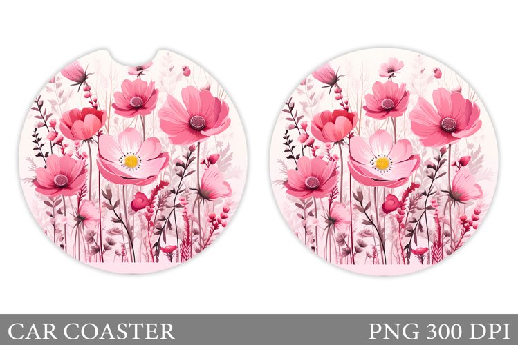 Flowers Car Coaster Design. Wildflowers Sublimation