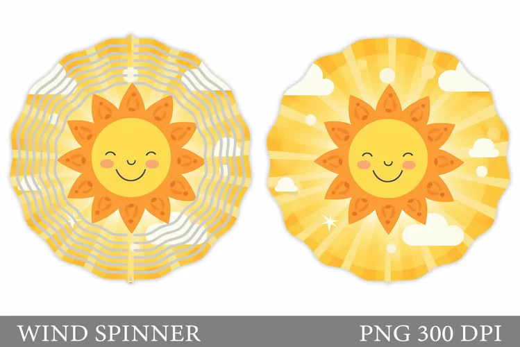 Positive Sun Wind Spinner. Cute Sun Sublimation