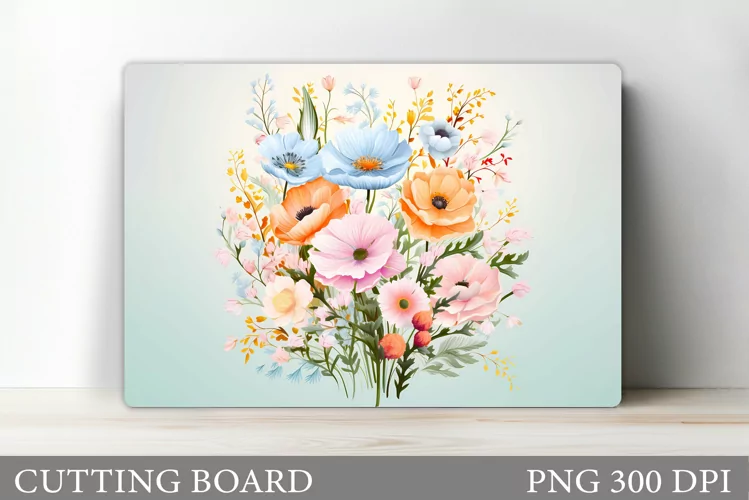 Wildflowers Cutting Board. Flowers Cutting Board Sublimation