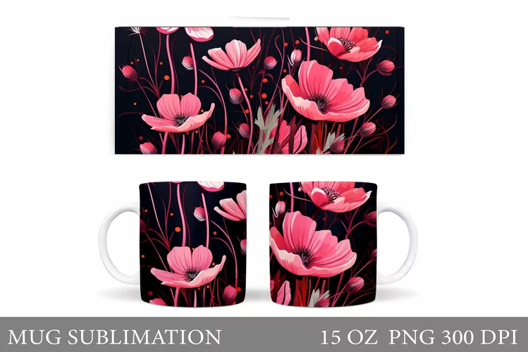 Flowers Mug Sublimation. Wildflowers Mug Design