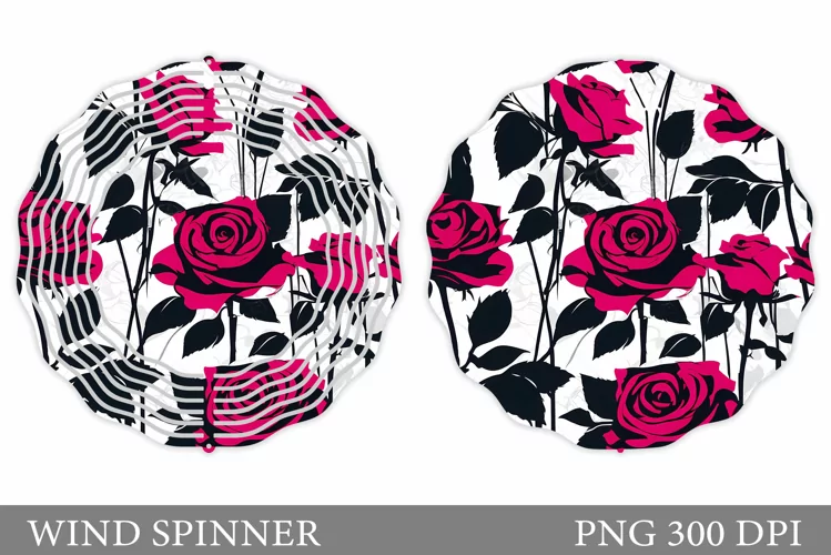 Roses Wind Spinner Sublimation. Floral Wind Spinner Design