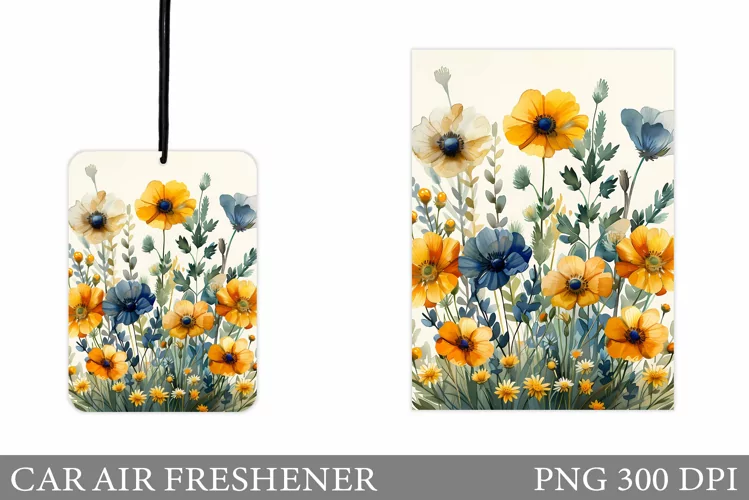 Wildflowers Car Air Freshener. Car Air Freshener Sublimation