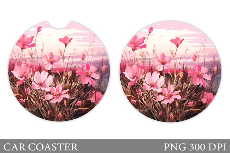 Flowers Car Coaster Design. Flowers Car Coaster Sublimation example image 1