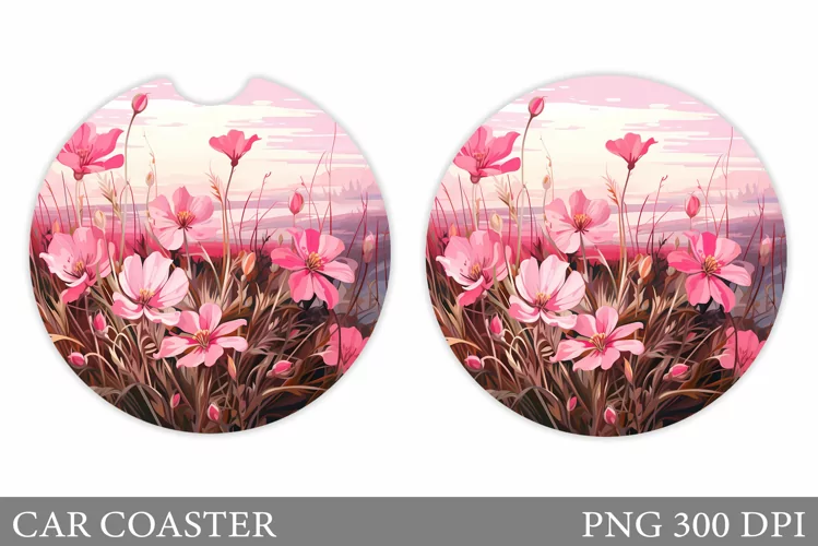 Flowers Car Coaster Design. Flowers Car Coaster Sublimation