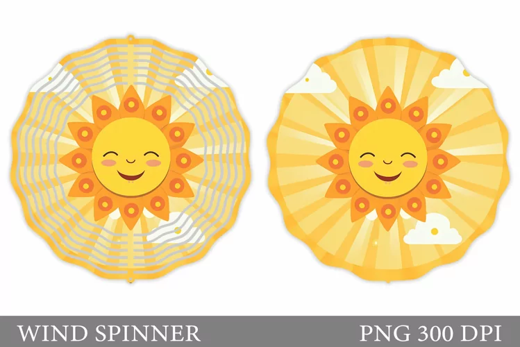 Positive Sun Wind Spinner. Cute Sun Sublimation