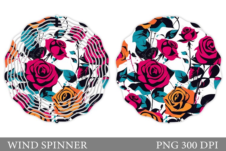 Roses Wind Spinner Design. Flowers Wind Spinner Sublimation example image 1