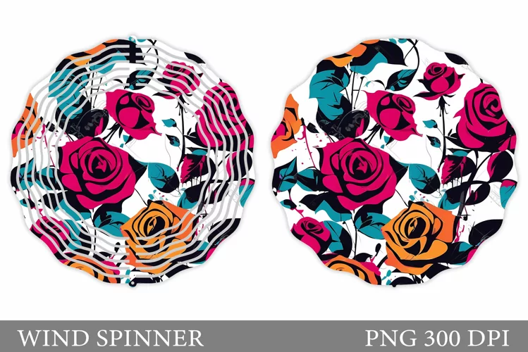 Roses Wind Spinner Design. Flowers Wind Spinner Sublimation