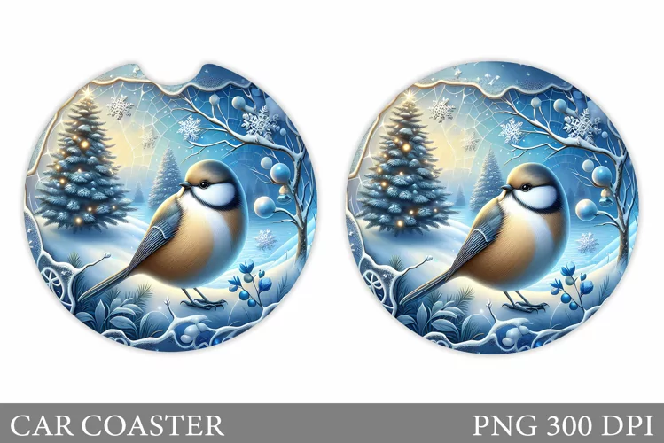 Christmas Bird Car Coaster. Christmas Car Coaster Design