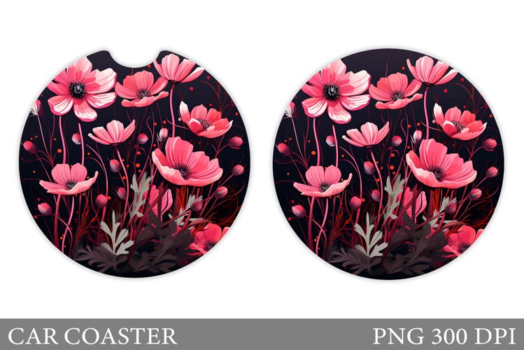 Flowers Car Coaster Design. Summer Car Coaster Template example image 1