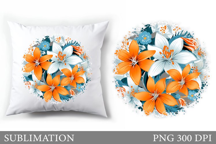 Flowers Sublimation. Wildflowers Pillow Sublimation