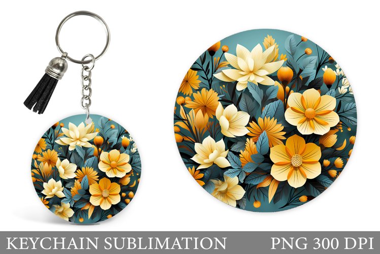Flowers Keychain Sublimation. Flowers Keychain Design example image 1