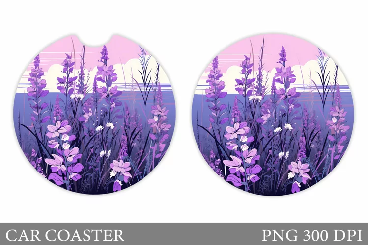 Flowers Car Coaster Design. Summer Car Coaster Template