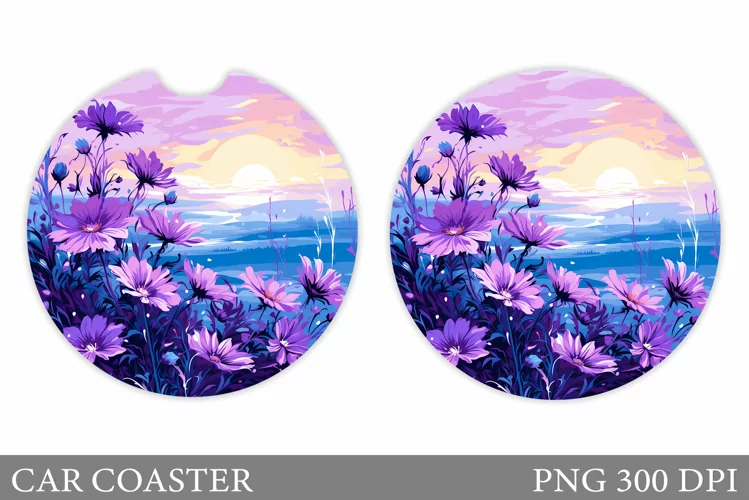 Flowers Car Coaster Design. Flowers Car Coaster Sublimation